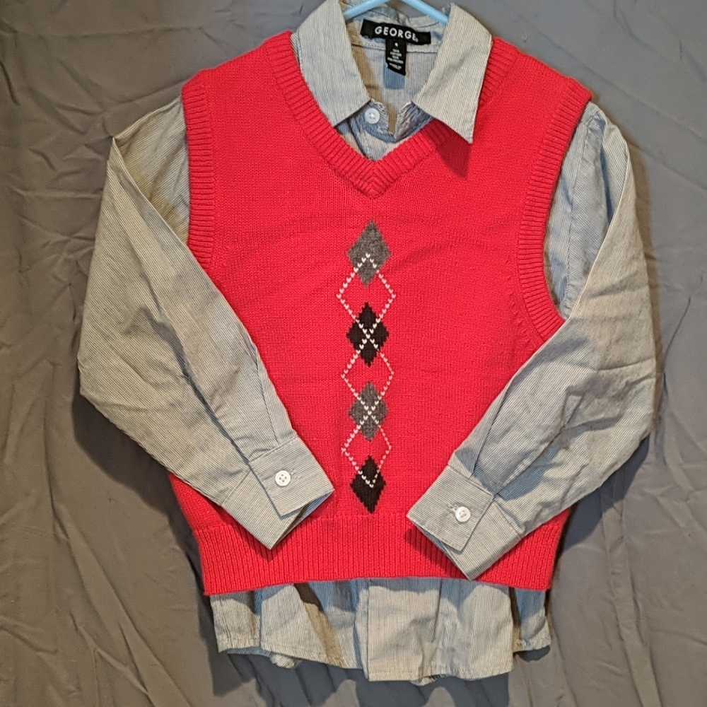 2 PC dress shirt and sweater vest